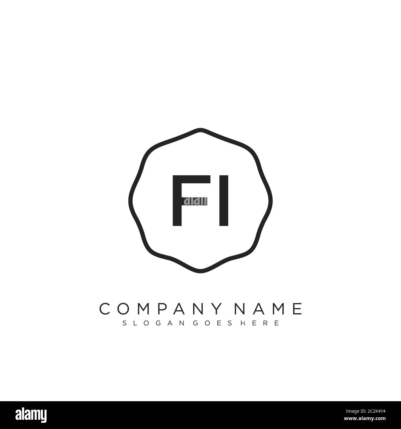 Initial letter FI beauty handwriting logo vector Stock Vector