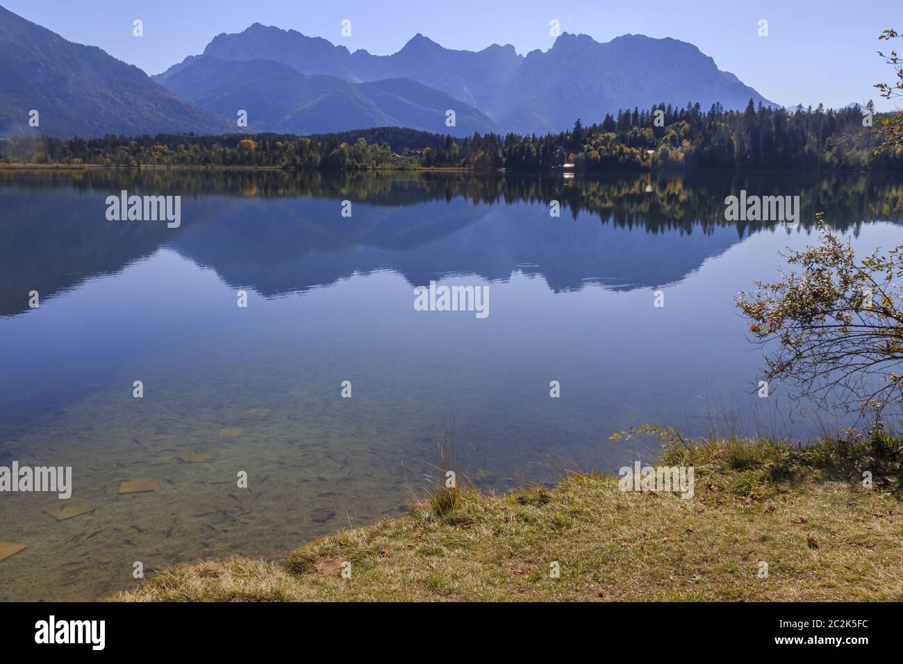 Natural lake in the Karwendel area, Upper Bavaria, Germany Stock Photo