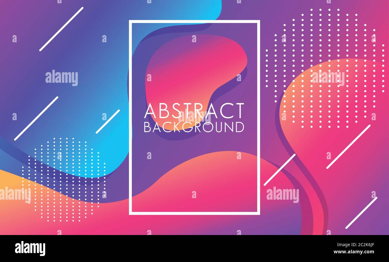 vivid colors and fluids with square frame abstract background vector ...