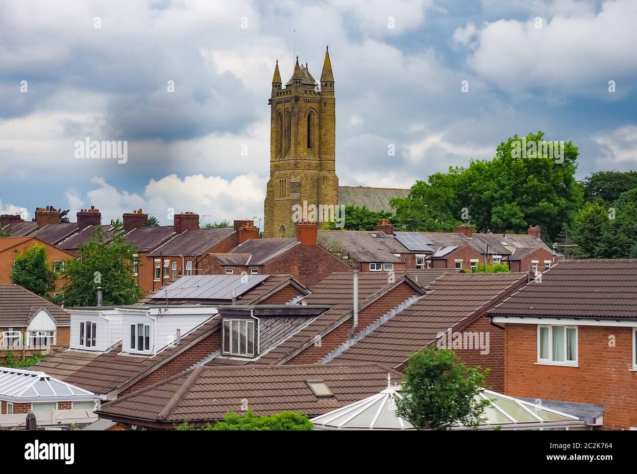 View of the city of Leyland, UK with St Ambrose church Stock Photo Alamy