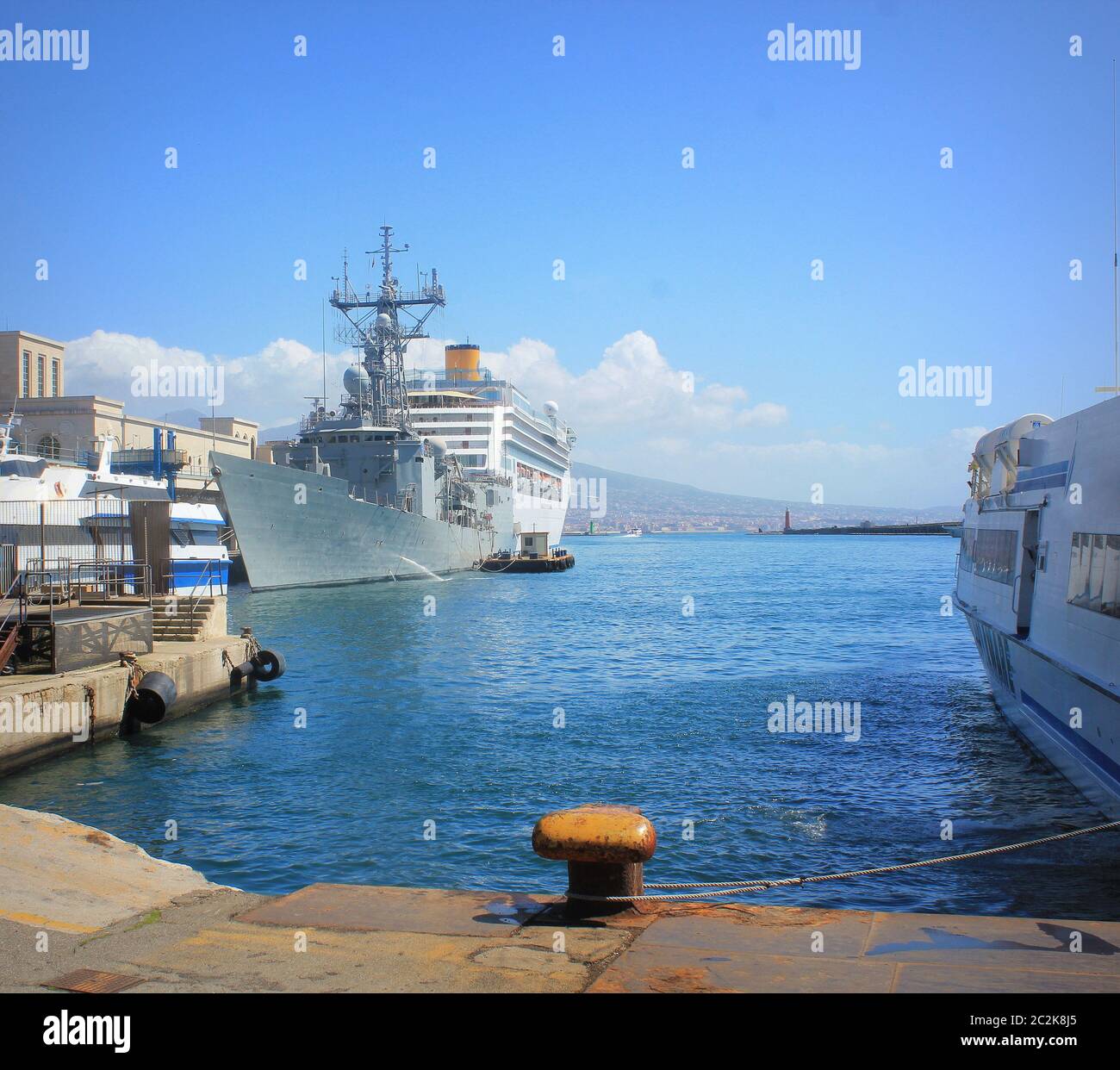 Ship docking at port in Naples, Italy Stock Photo Alamy