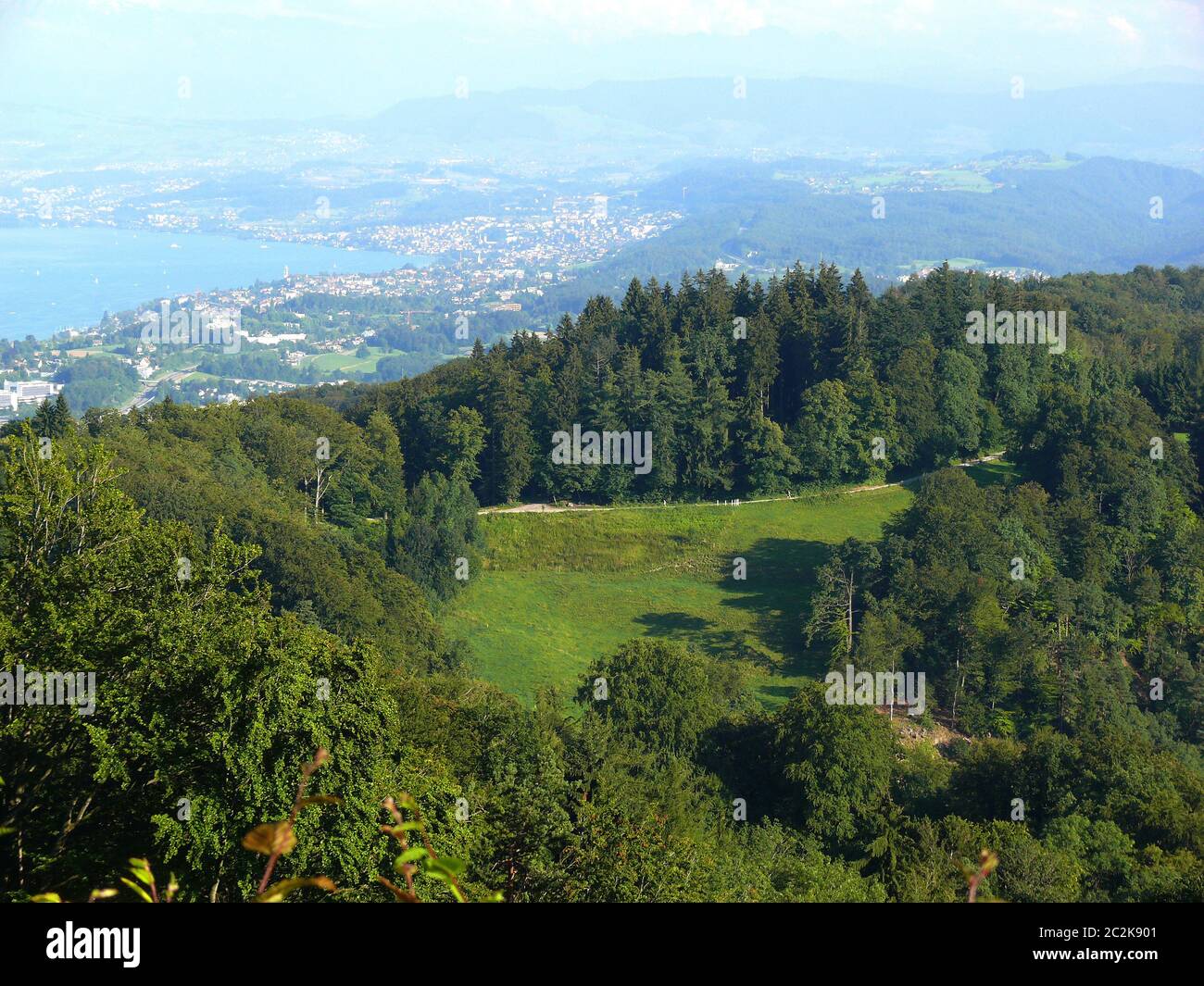 landscape with Zurich lake at the Uetli Hill Stock Photo