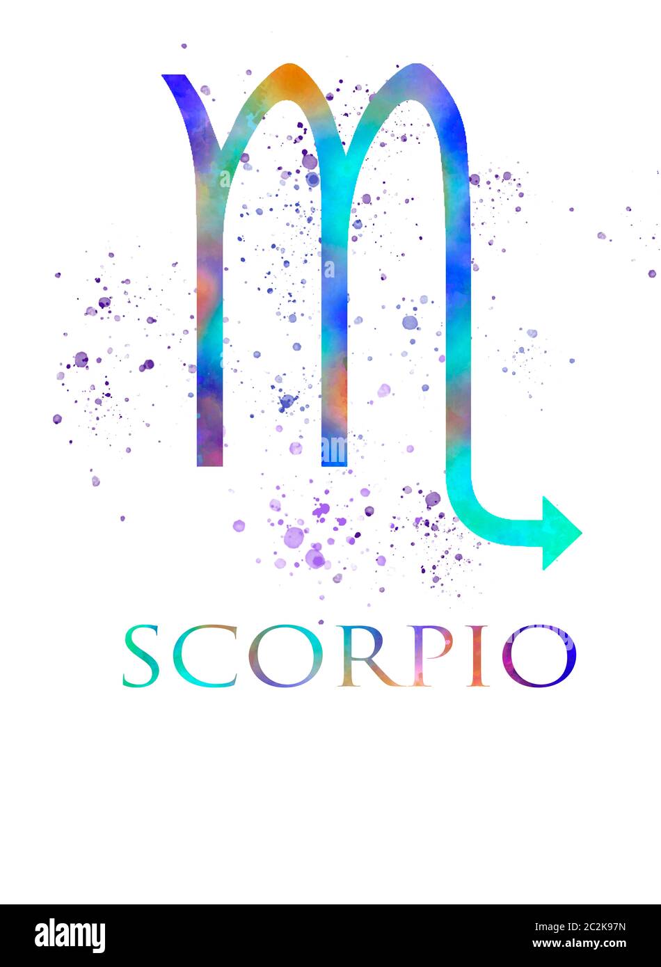 Scorpio zodiac sign in watercolor Stock Photo