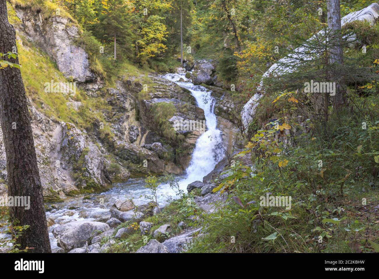 Kuhflucht waterfalls in Ester mountains, autumn, Bavaria, Germany Stock Photo
