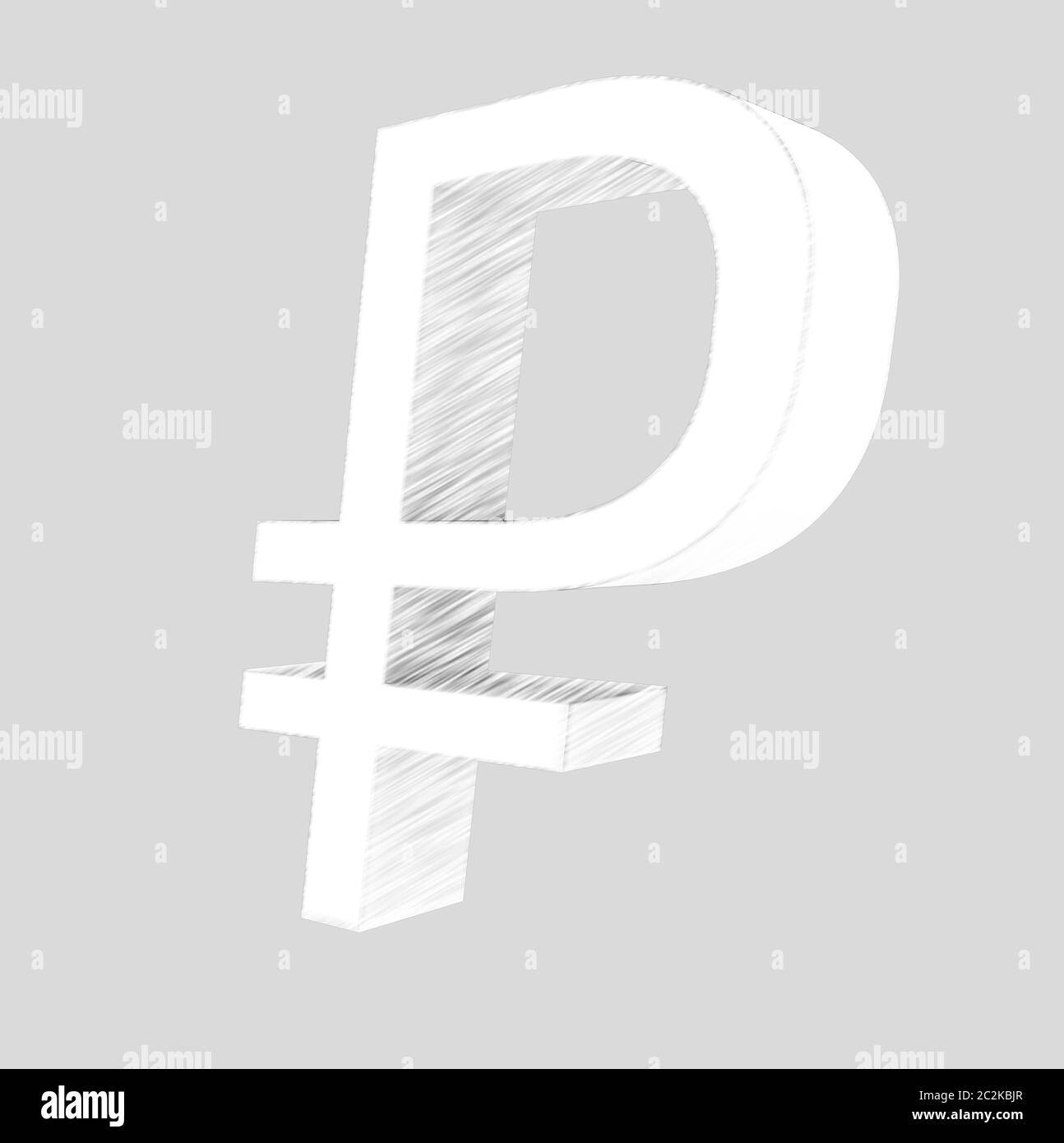 Ruble symbol sign isolated rouble RUB  Russian ruble Currency Symbol  3d render Stock Photo