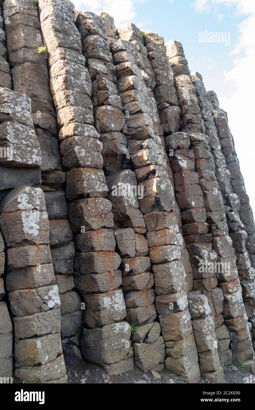 Geometrical basalt columns rock formations at Giant's Causeway, Northern Ireland, Europe Stock Photo