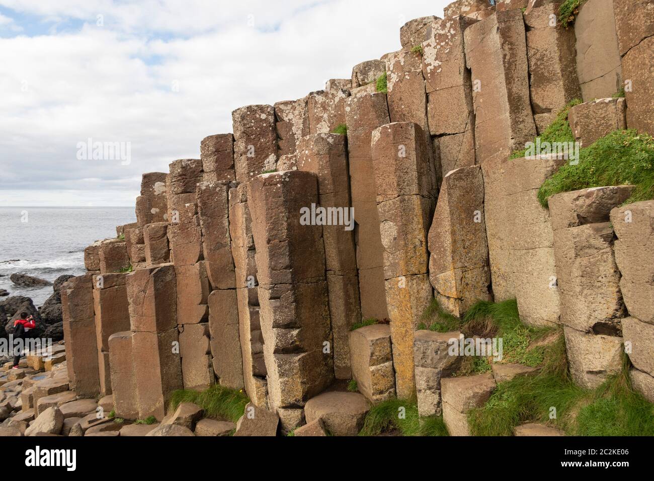 Geometrical basalt columns rock formations at Giant's Causeway, Northern Ireland, Europe Stock Photo