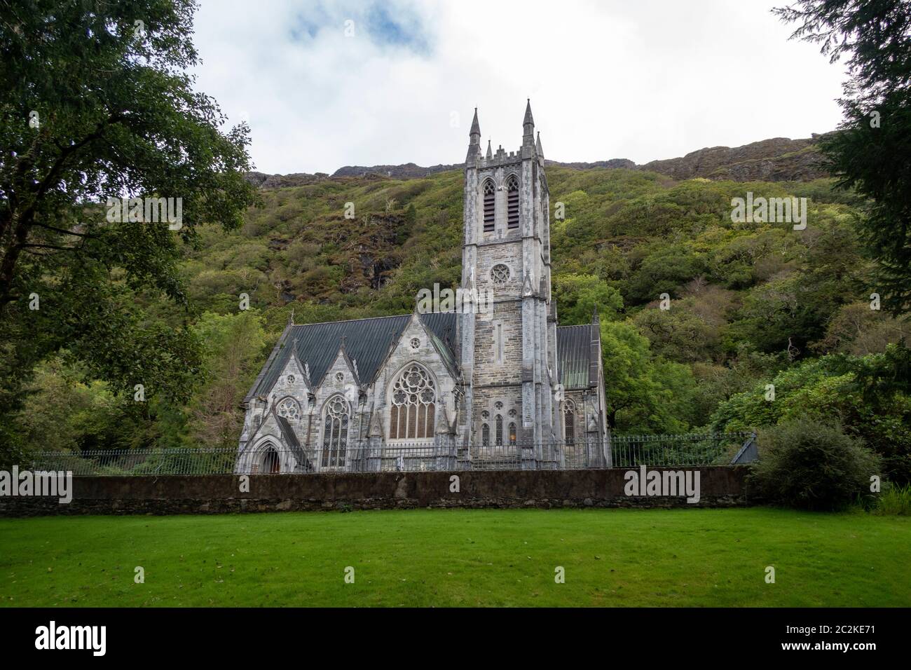 Neo-Gothic church near Kylemore Abbey Benedictine monastery in Connemara, County Galway, Ireland Stock Photo
