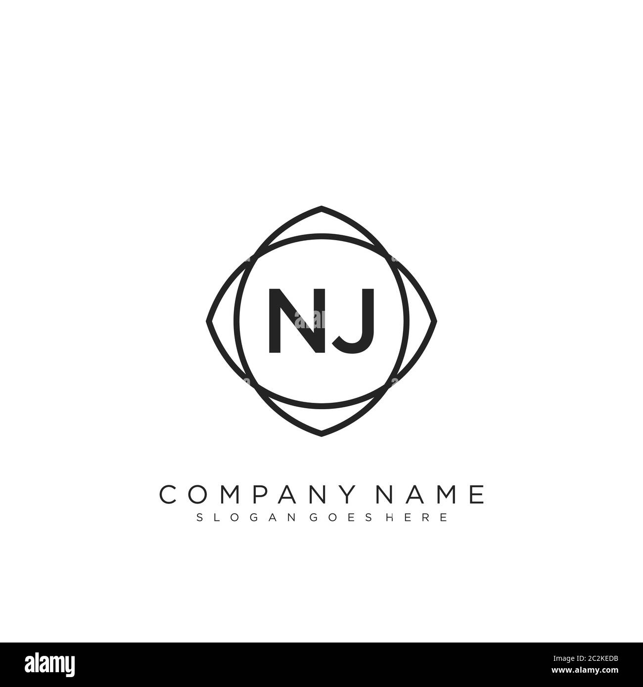 Initial letter NJ beauty handwriting logo vector Stock Vector Image ...