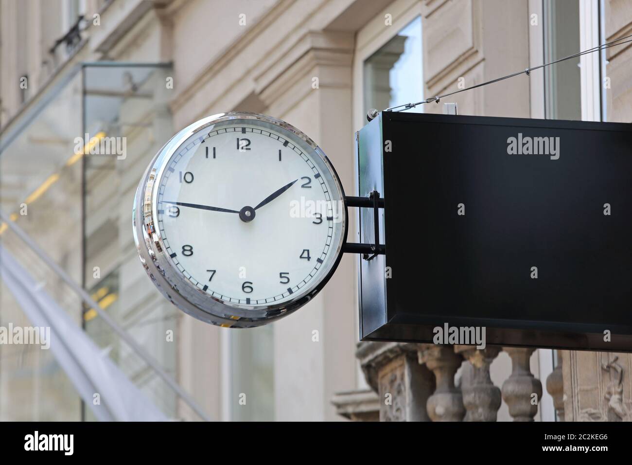Big Silver Clock With White Dial Sign at Building Time Stock Photo Alamy