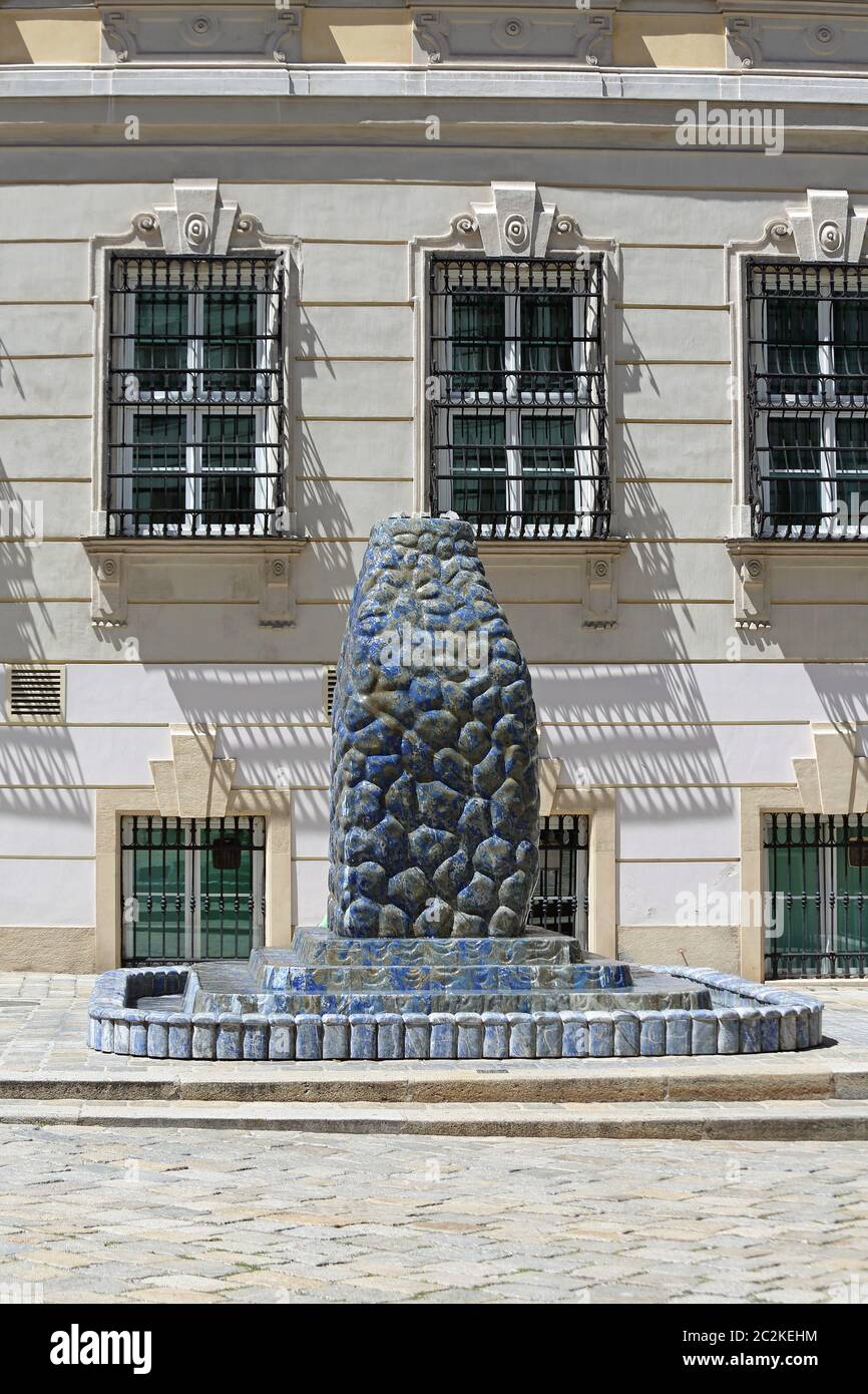 Blue Stone Monument Lapis Lazuli Fountain in Vienna Austria Stock Photo