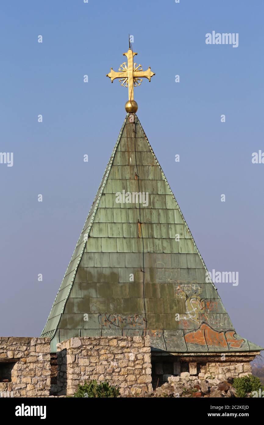 Golden cross at tower roof of orthodox church hi-res stock photography ...
