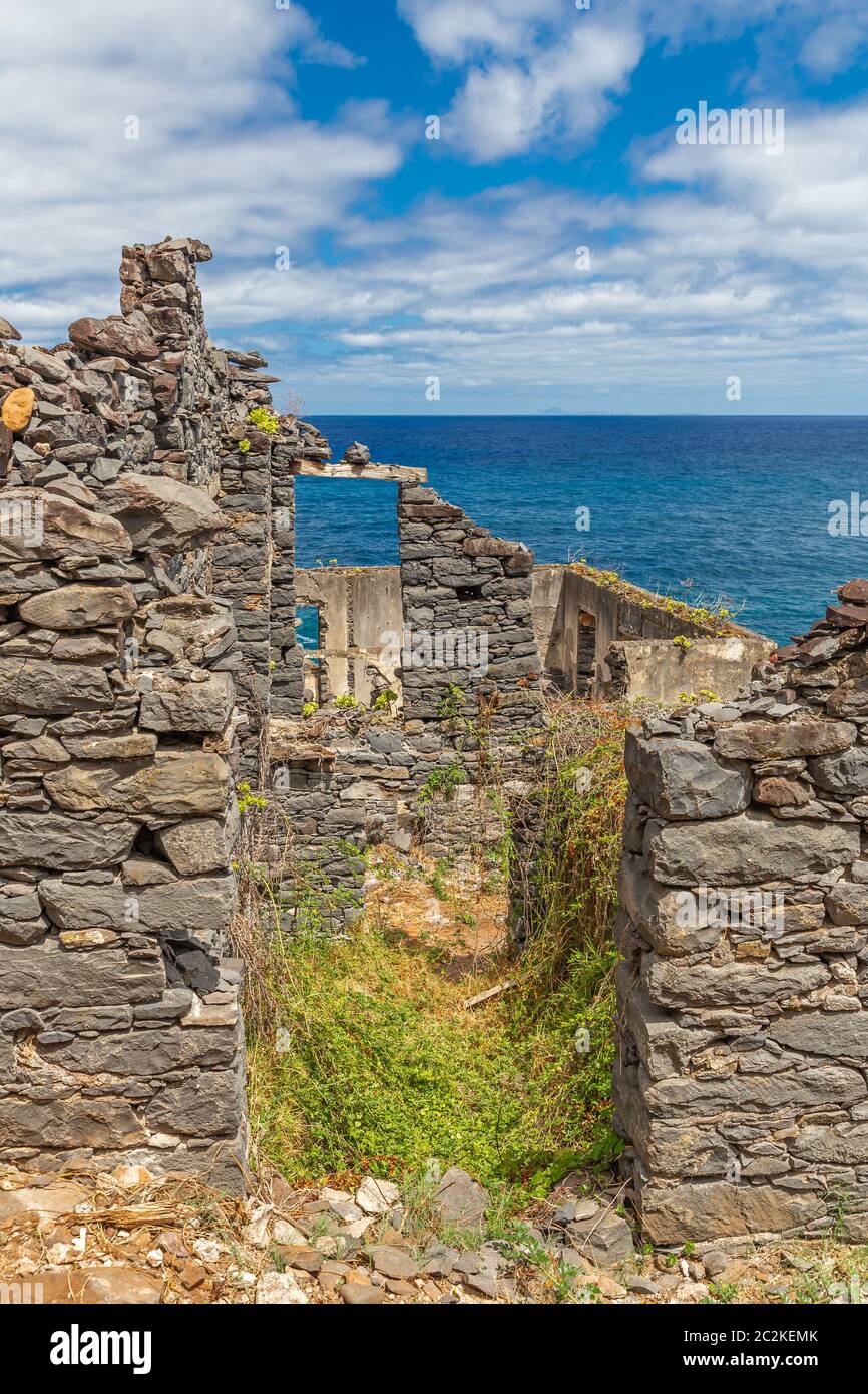 Ruin on a steep slope, near Calhau das Achadas, Madeira, Portugal Stock  Photo - Alamy