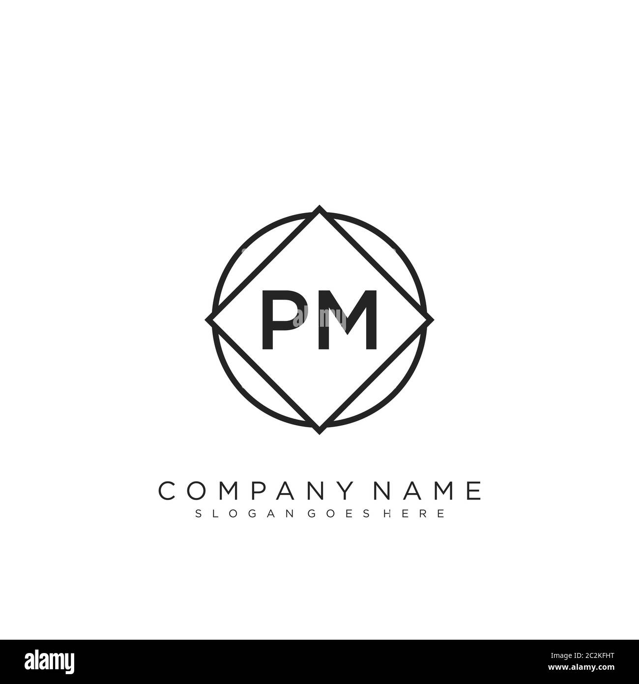 Initial letter PM beauty handwriting logo vector Stock Vector