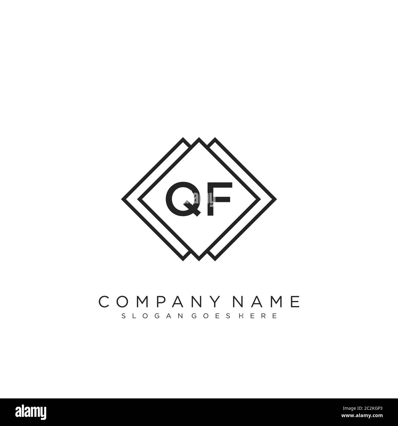 Initial letter QF beauty handwriting logo vector Stock Vector Image ...