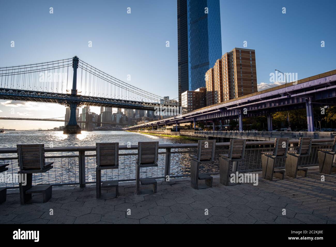 Pier 35 park on the Lower East Side at daytime in Autumn Stock Photo