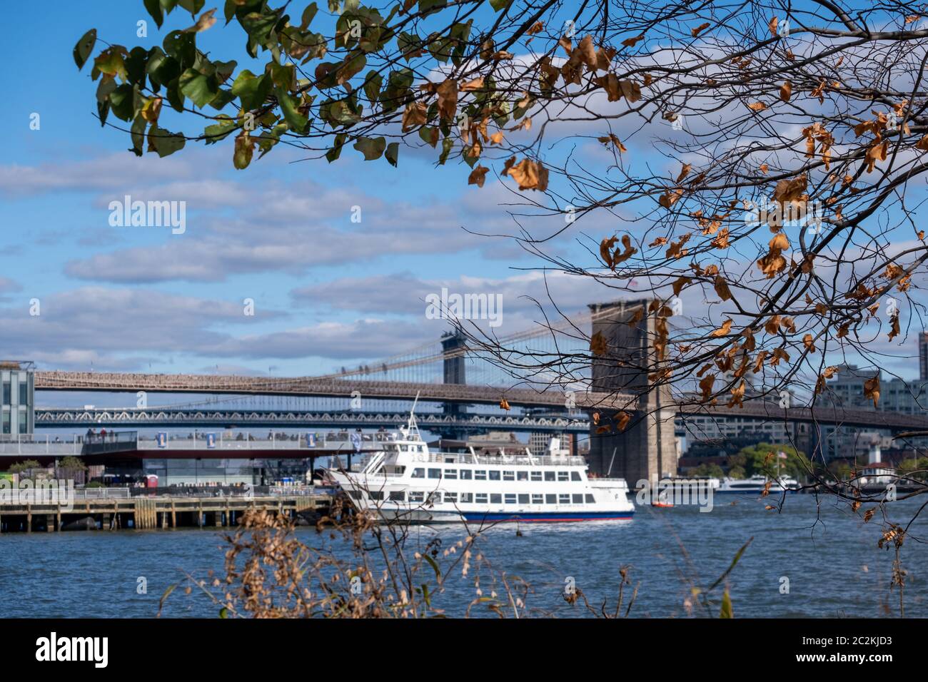 Pier 15 at the South Street Seaport at daytime in Autumn Stock Photo