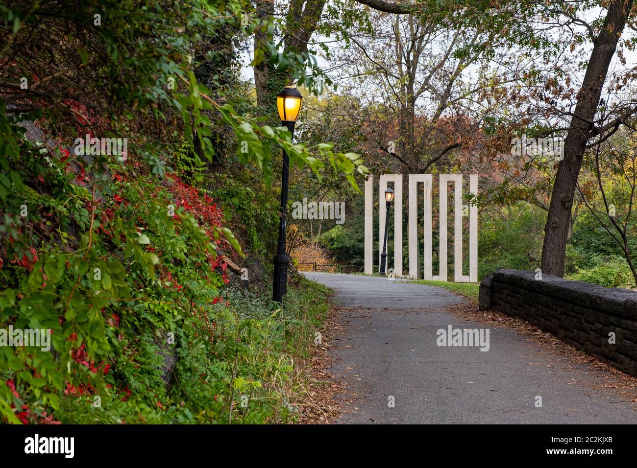 Fall foliage color of Fort Tryon Park in Fort George Manhattan Stock Photo