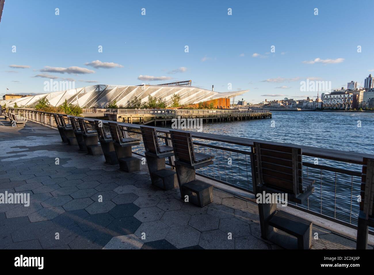 Pier 35 park on the Lower East Side at daytime in Autumn Stock Photo