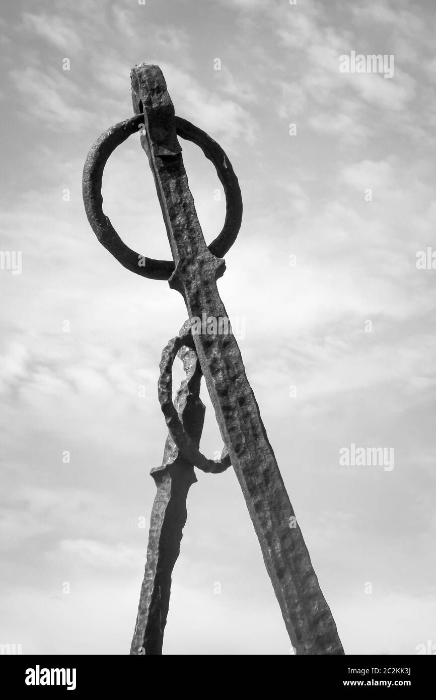 old rusted metallic objects with a ring Stock Photo