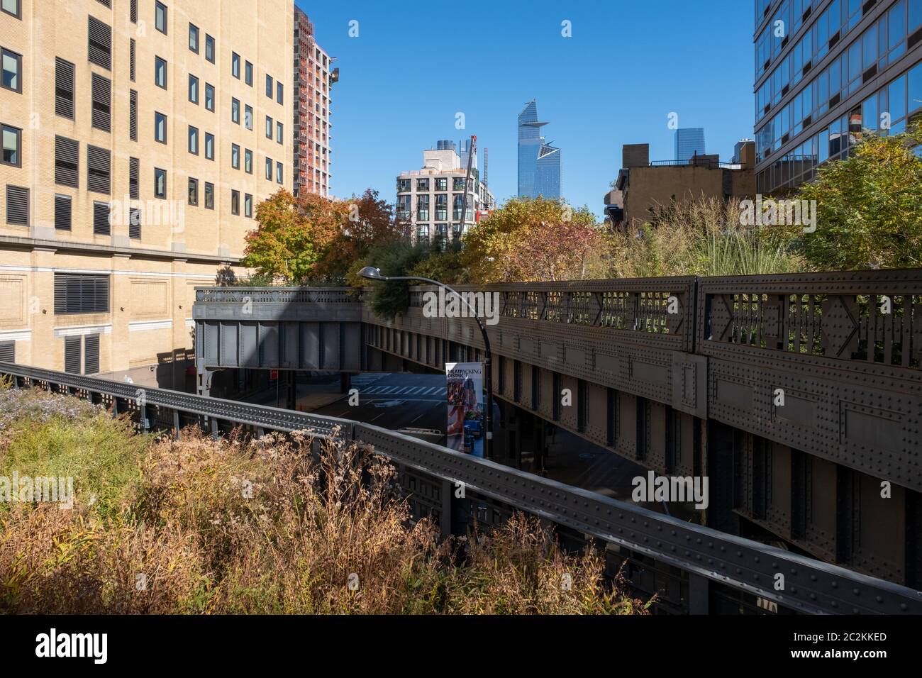 Fall foliage color of High Line Park Chelsea in Midtown Manhattan Stock Photo