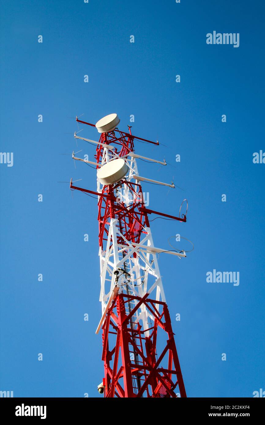 Radio tower, radio system for military, nautical and civil purposes Stock Photo