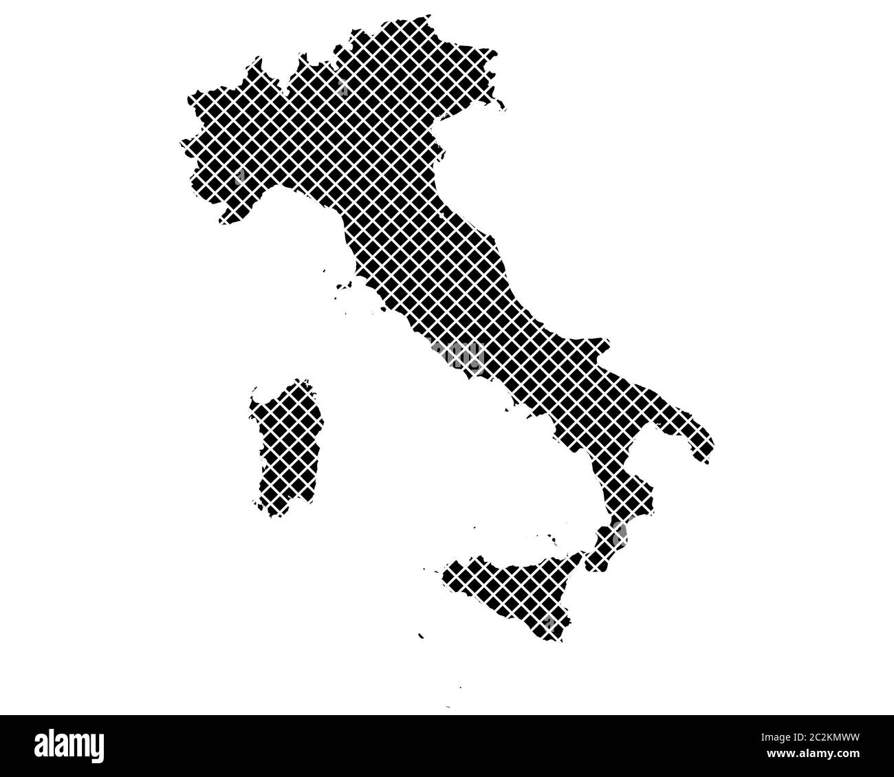 Karte von Italien auf einfachem Kreuzstich Stock Photo