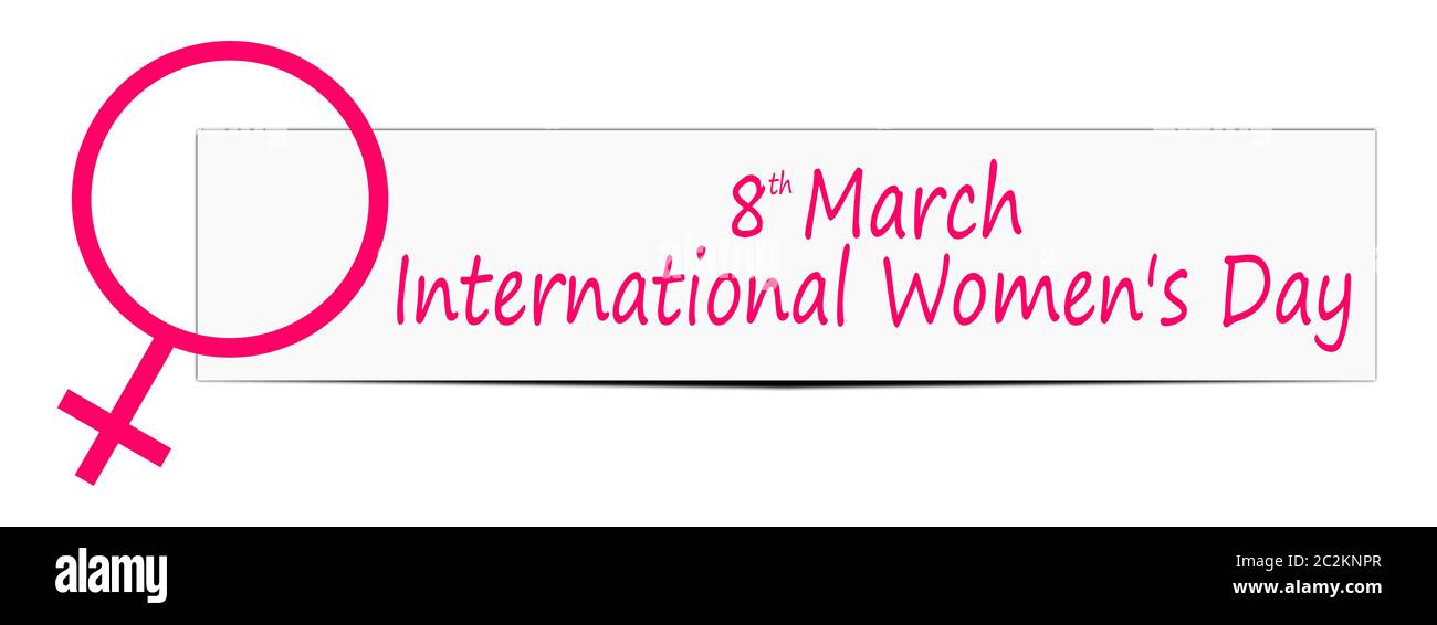 red International Women's Day Banner - 8 March - illustration Stock Photo