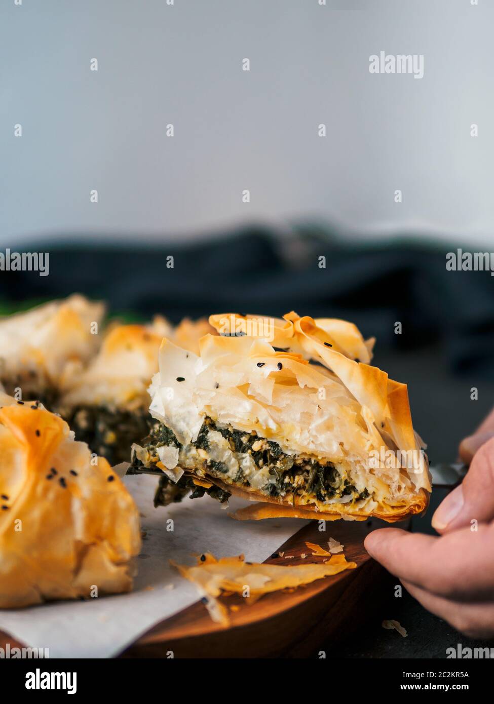 Vegan Spanakopita Spinach Pie Stock Photo
