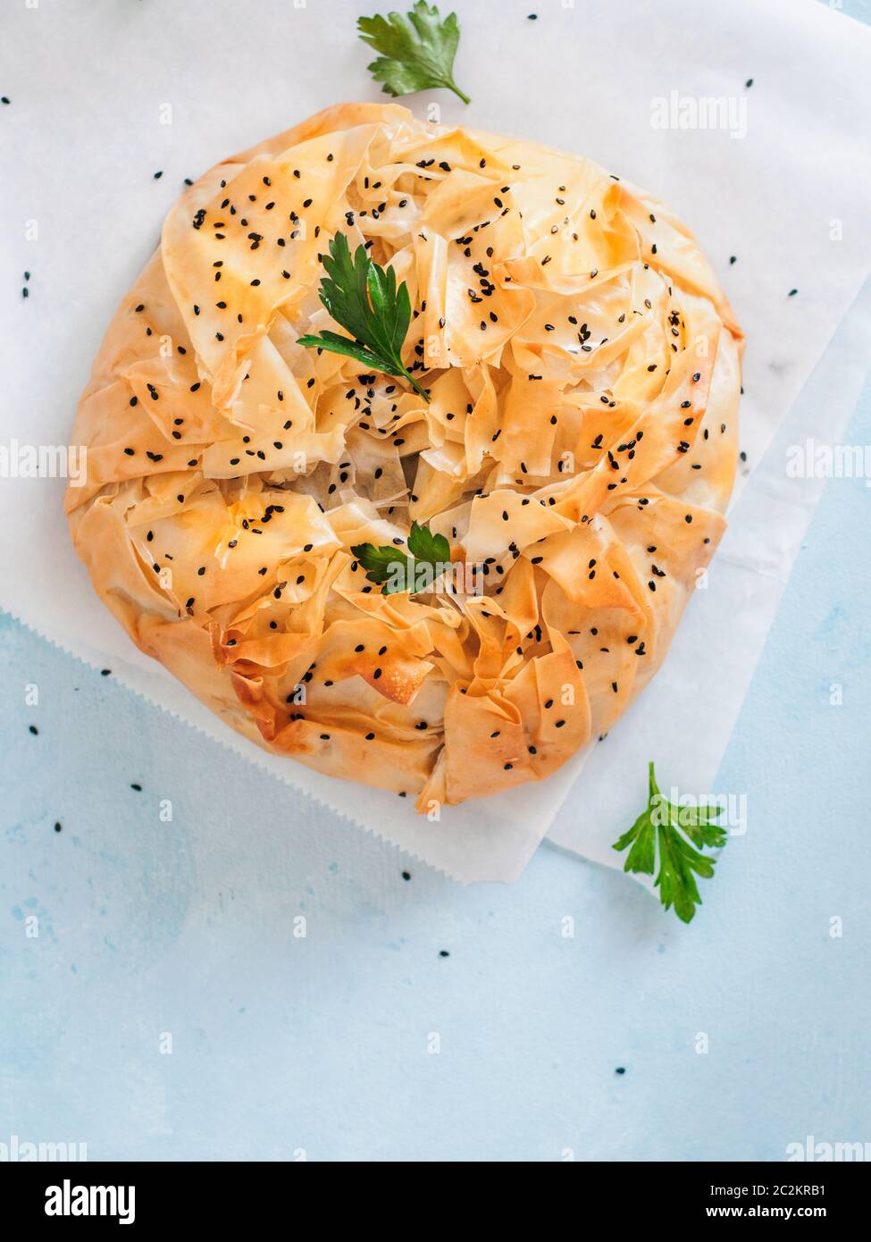 Vegan Spanakopita Spinach Pie Stock Photo