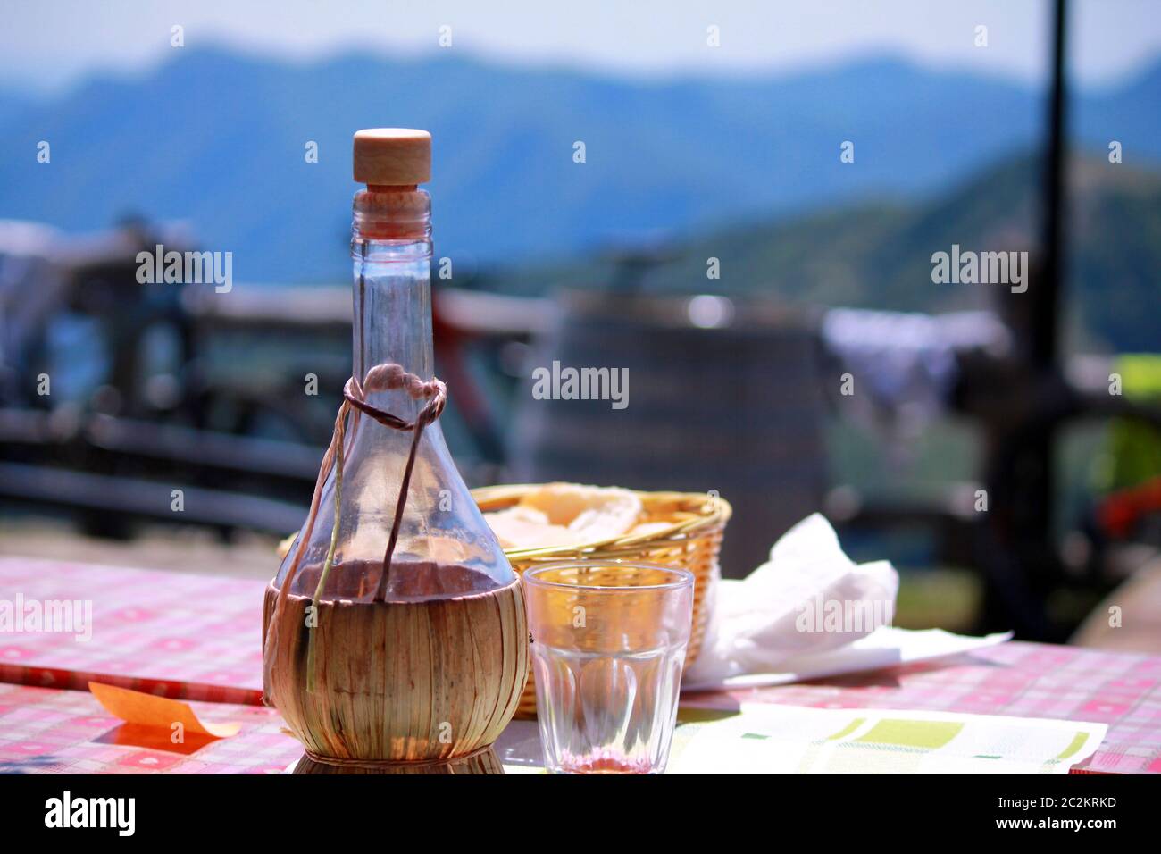 The empty flagon in the mountains Stock Photo
