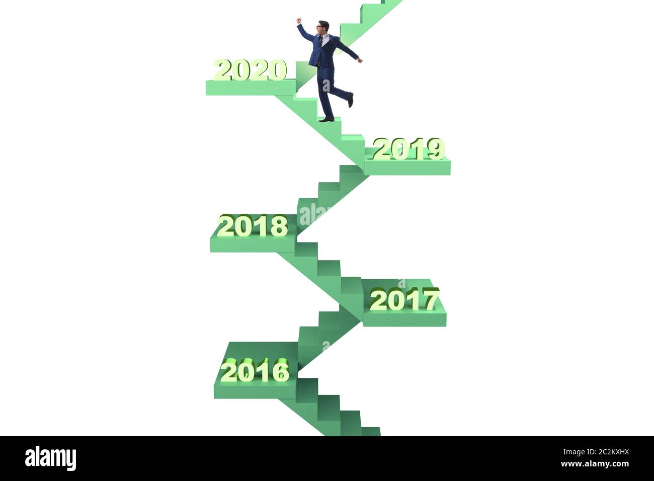 Businessman climbing the stairs on yearly basis Stock Photo - Alamy