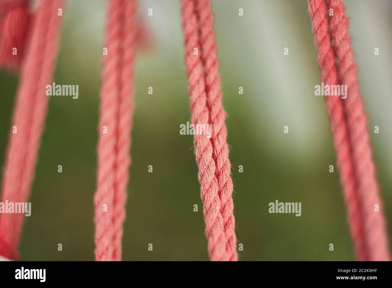 Macro shot detail of a trailing rope ready to hold its weight. Horizontal shooting. Stock Photo