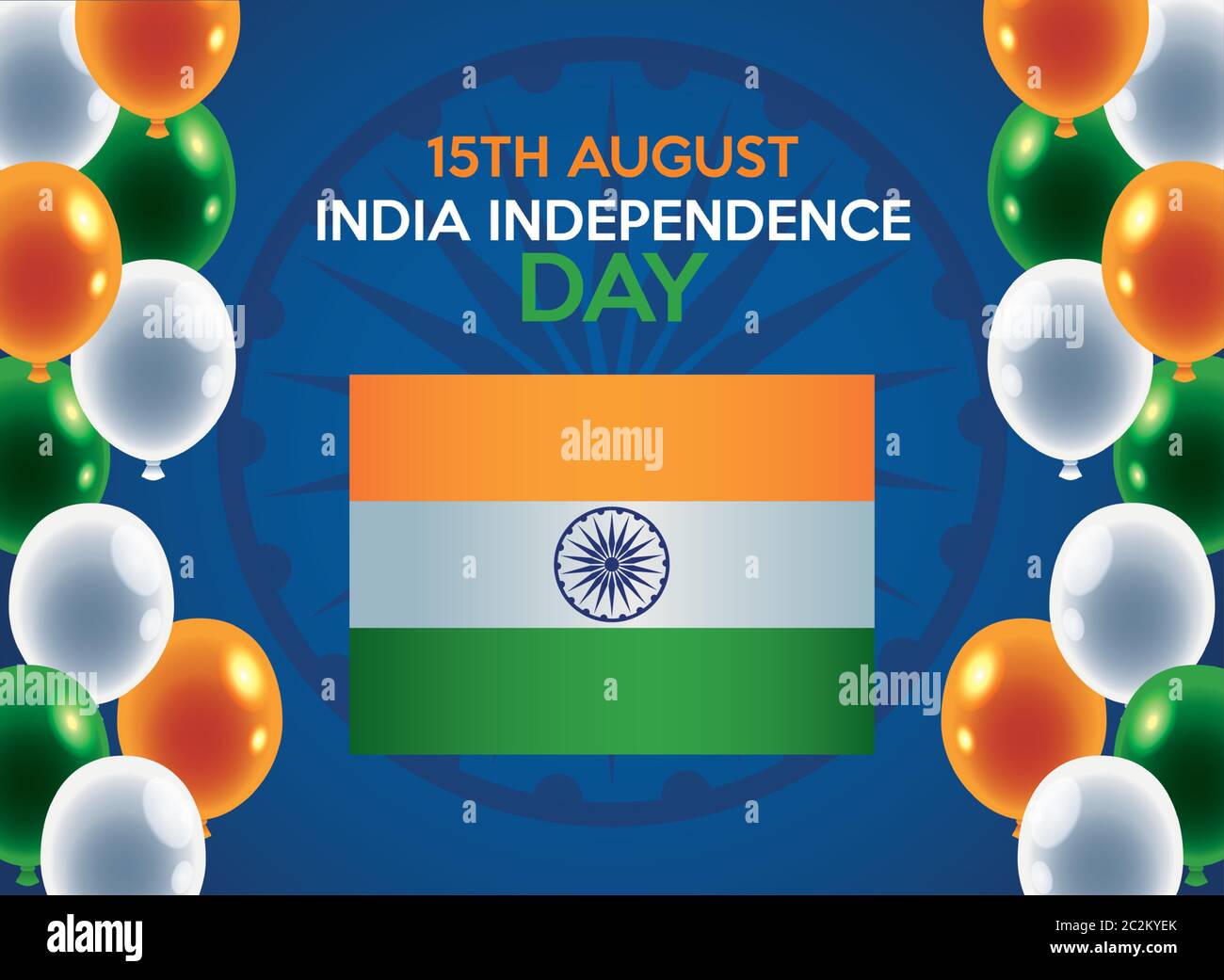 India independence day celebration with flag and balloons helium vector ...
