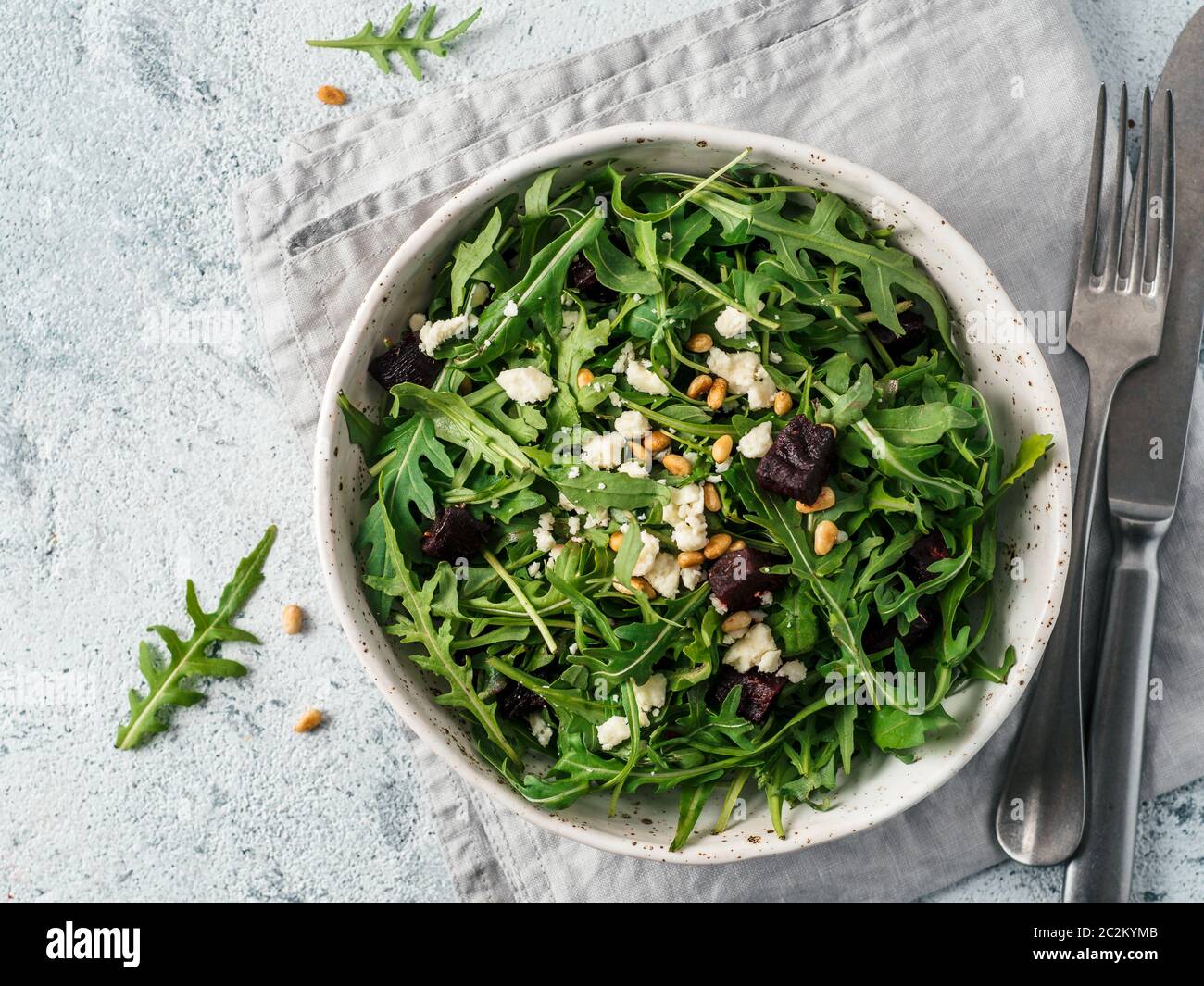 Aragula, beet and cheese salad Stock Photo