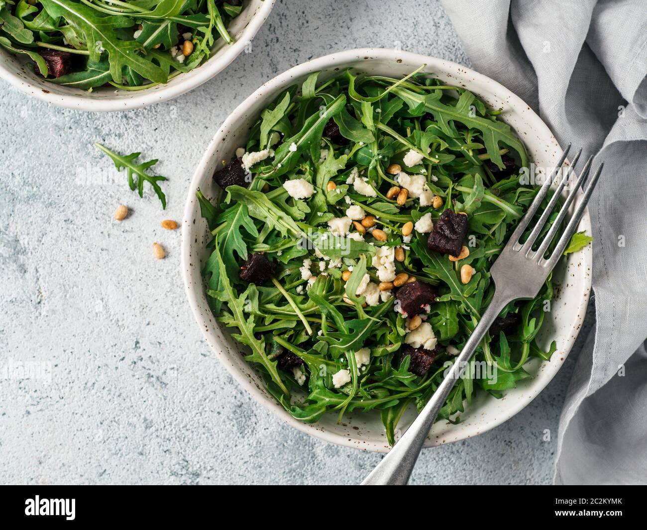 Aragula, beet and cheese salad Stock Photo