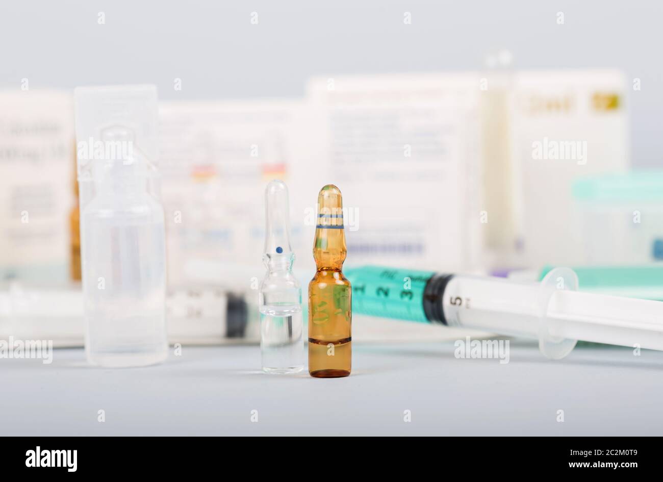 syringes with ampules of drugs Stock Photo Alamy