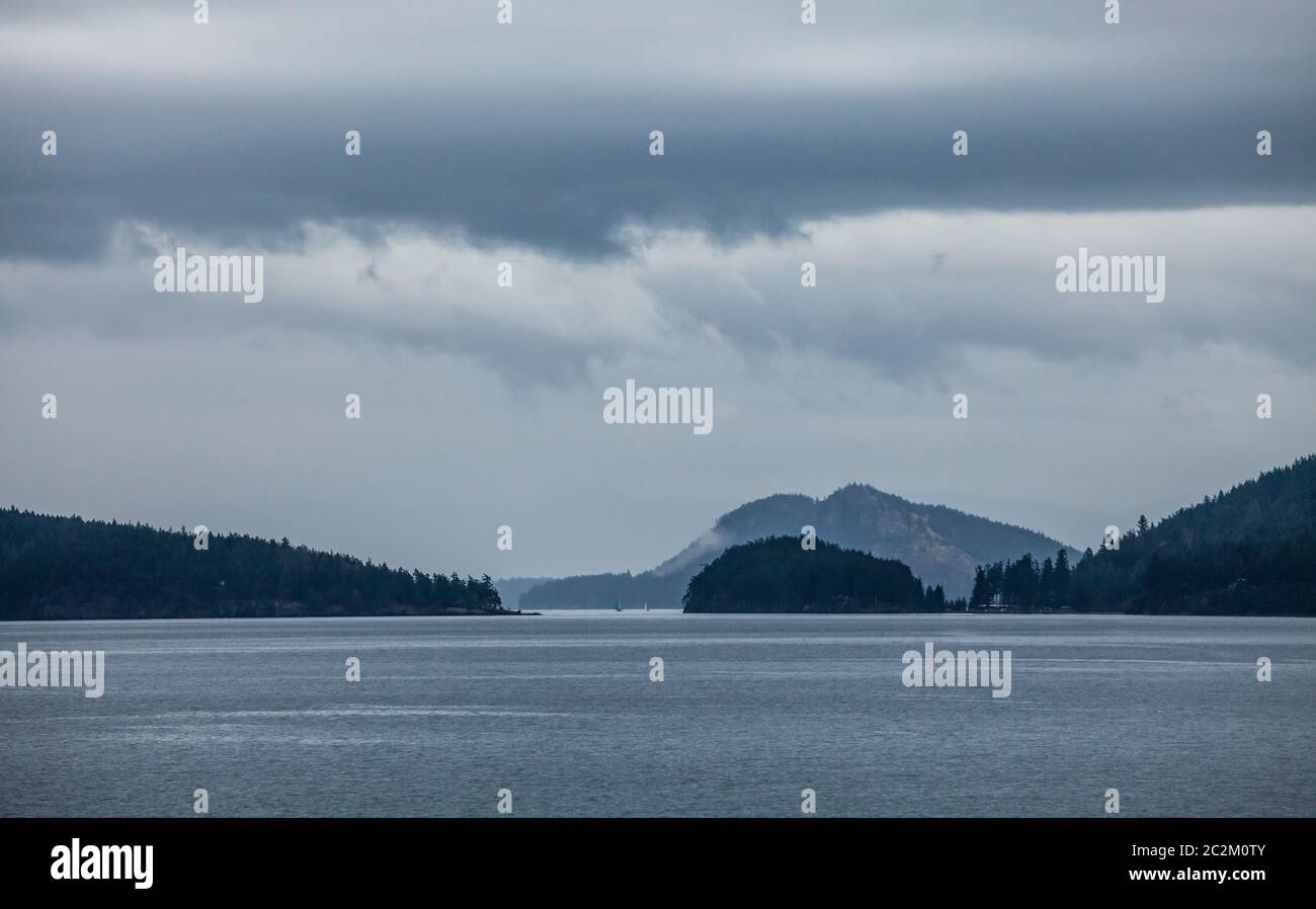 Inclement weather in the San Juan Islands, Washington, USA. Stock Photo