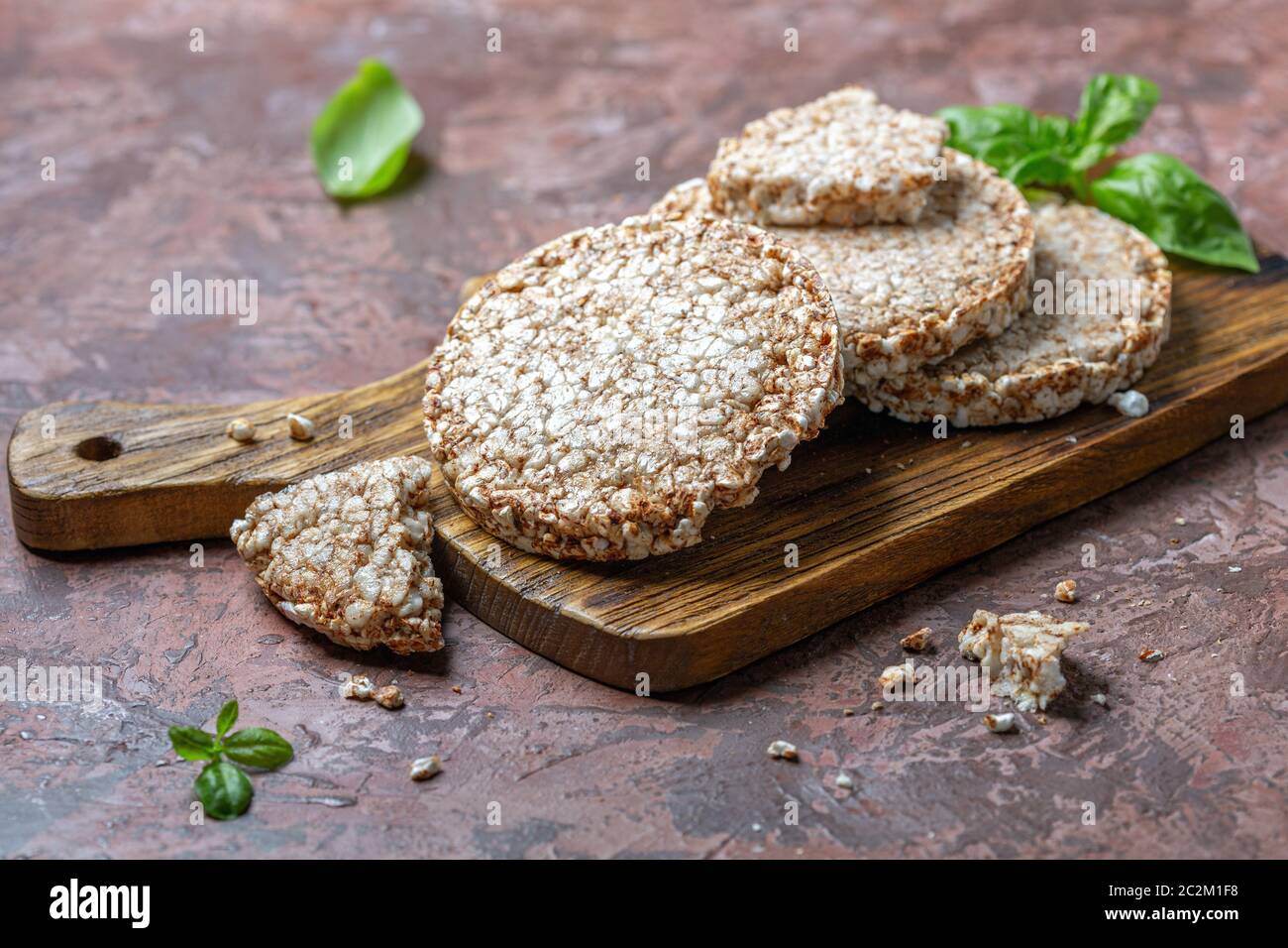 Puffed whole grain crispbread. Stock Photo