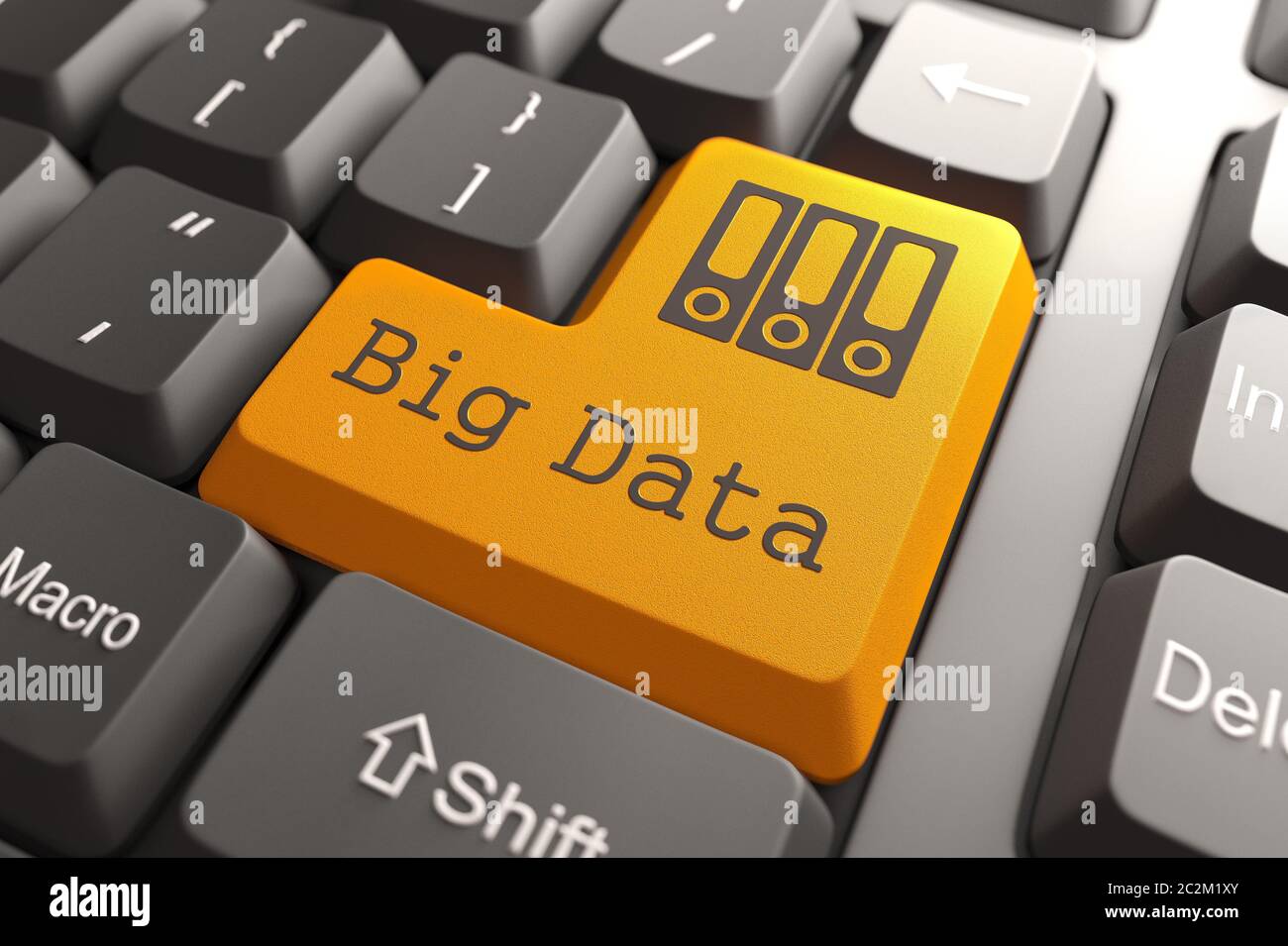 Orange Big Data Button on Computer Keyboard. Information Concept. Stock Photo