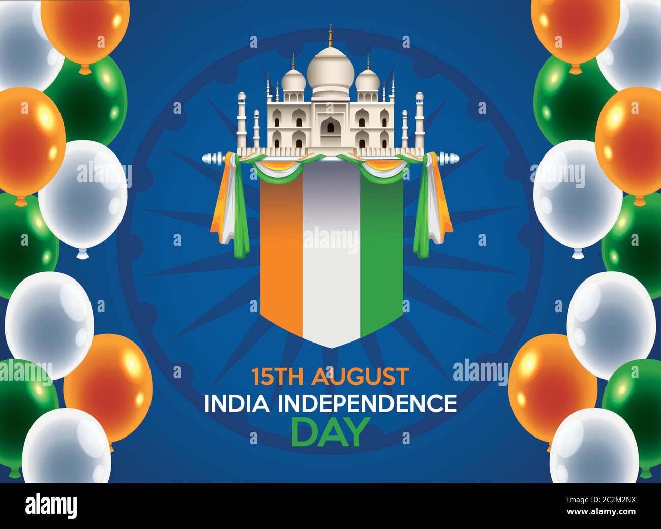India independence day celebration with taj mahal mosque and balloons ...