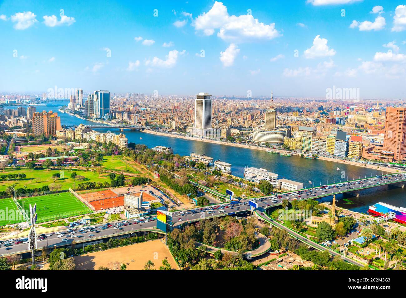 Cairo aerial View and Nile River in Egypt Stock Photo - Alamy