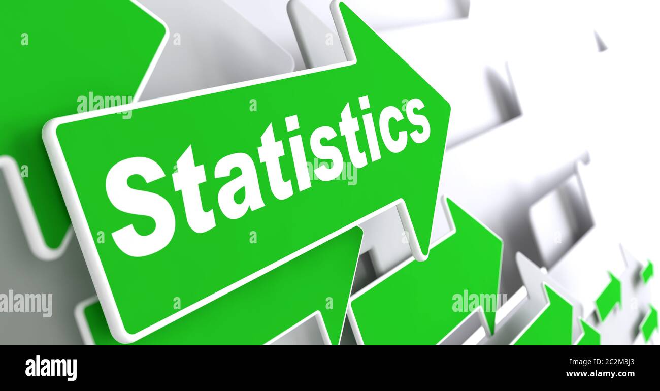 Statistics Tagline Statistics - Business Concept. Green Arrow with