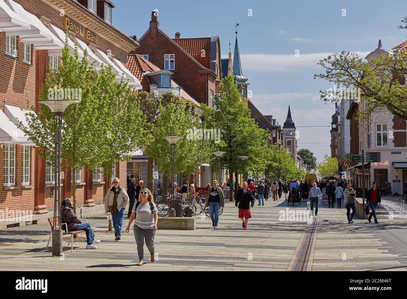 Summer morning view of streets in Fredericia city, Denmark. City was founded in 1650 by Frederick II Stock Photo