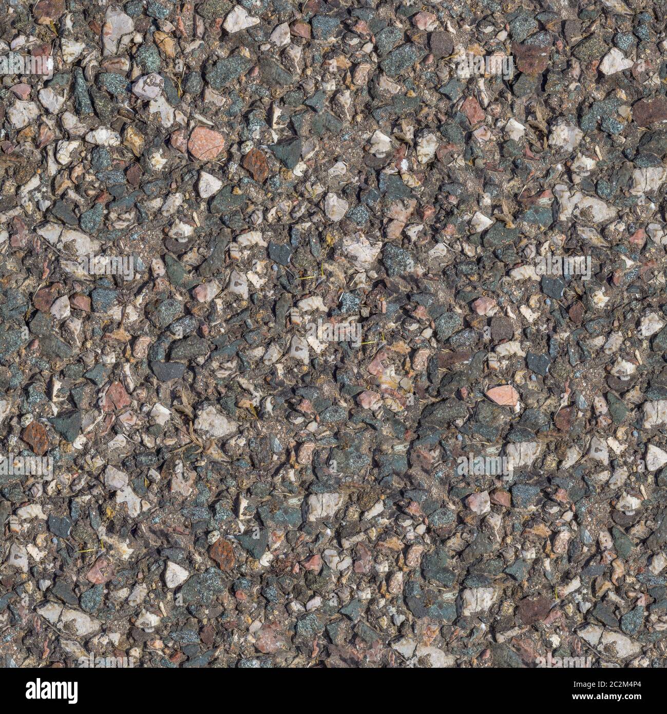 Seamless Tileable Texture of Fragment of Old Stone Country Road. Small Size. Stock Photo