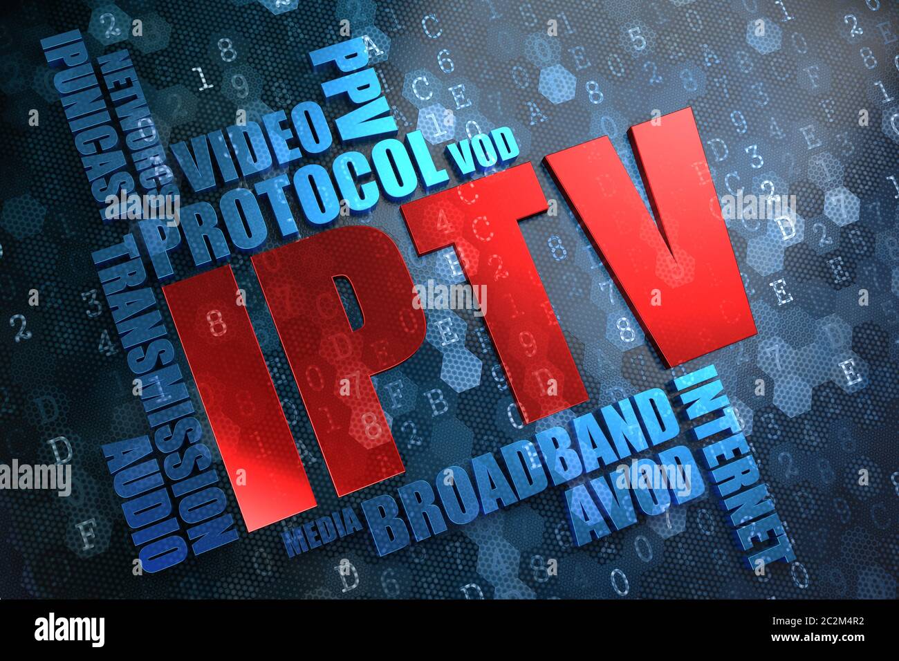 IPTV - Wordcloud Concept. The Word in Red Color, Surrounded by a Cloud ...