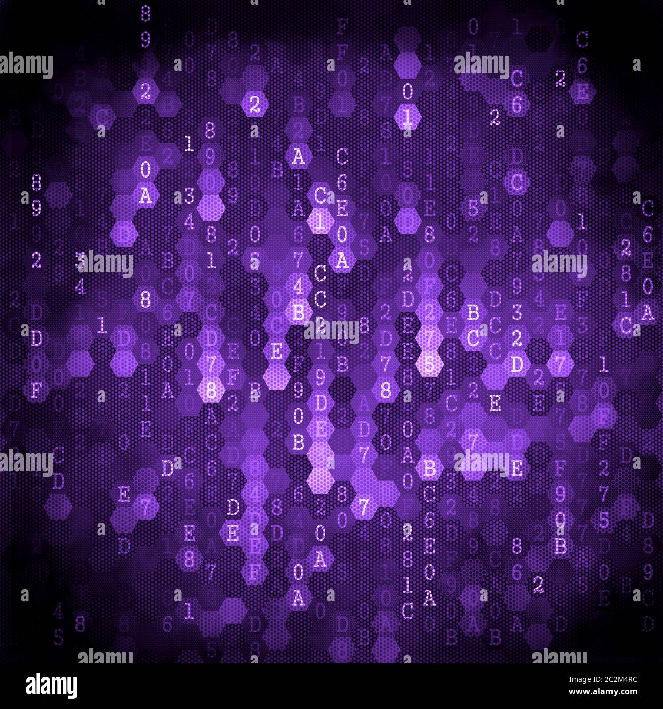 Digital Background. Pixelated Series Of Numbers Of Purple Color Falling ...