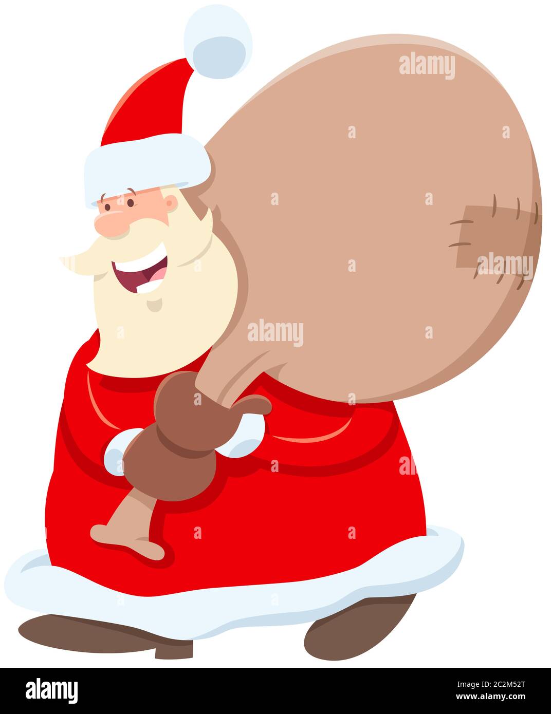 Santa Claus cartoon character with sack of gifts Stock Photo - Alamy