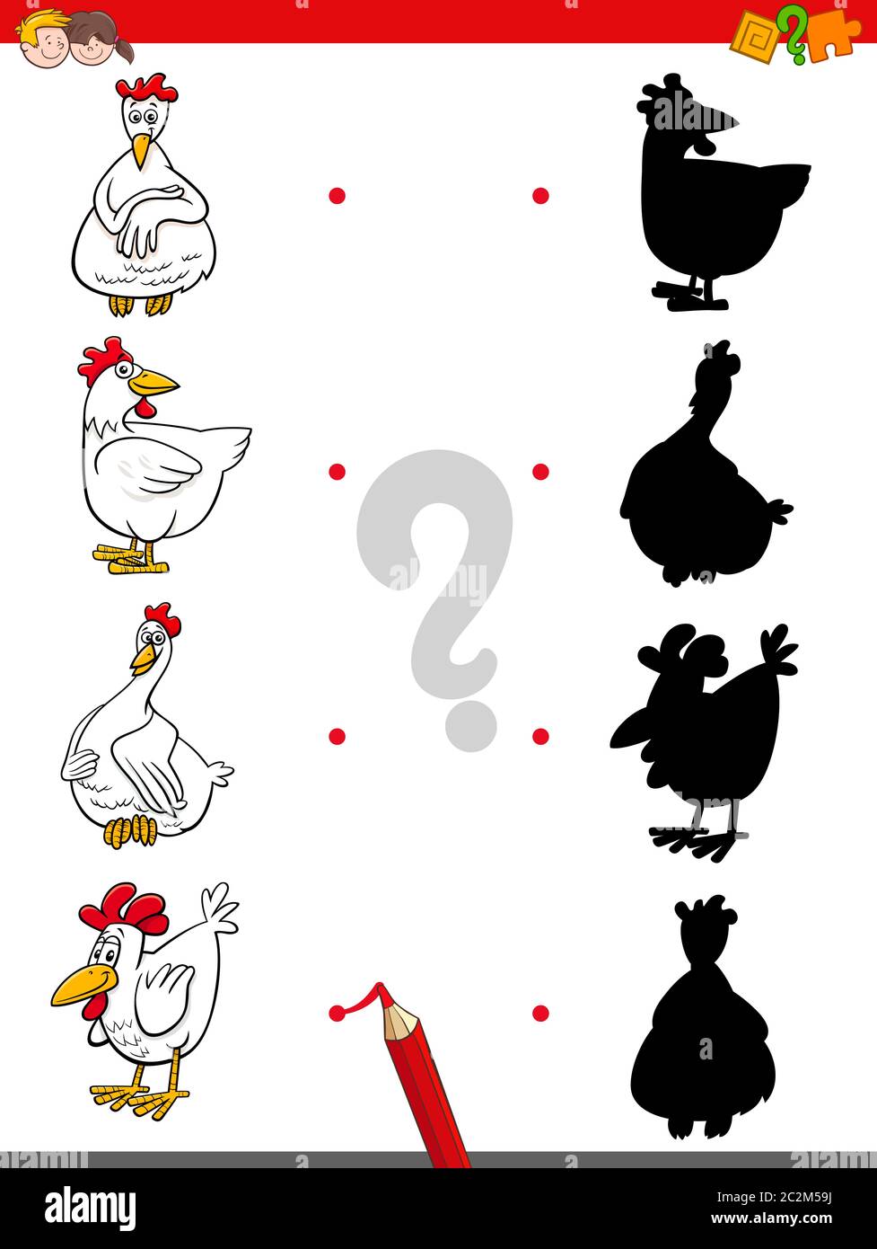 shadow game with funny chicken characters Stock Photo - Alamy
