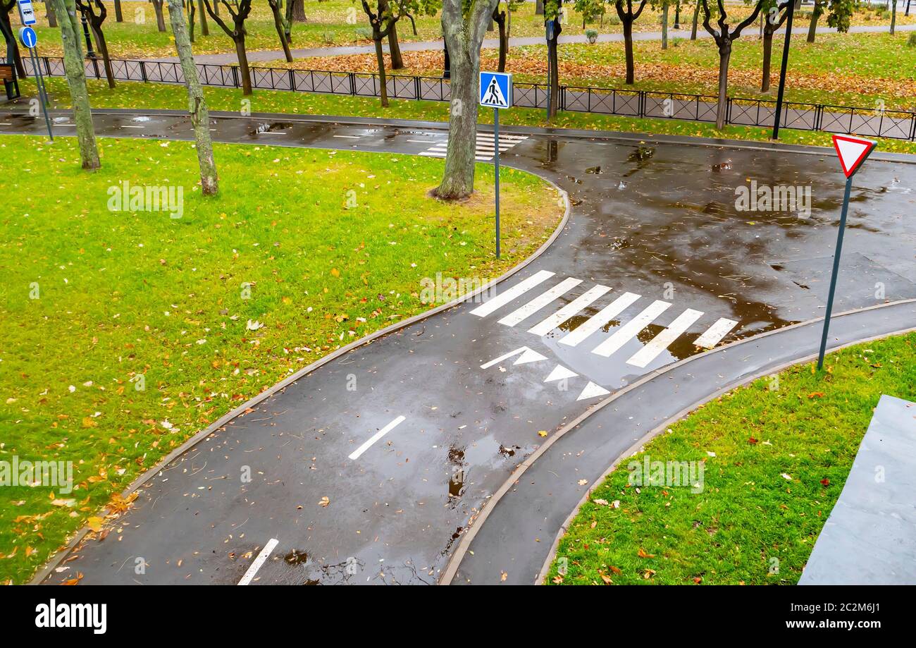 Pedestrian crossing the zebra road. Traffic Laws Stock Photo Alamy